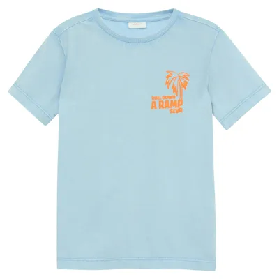 Produktbild von S. Oliver T-Shirt mit Used-Effekt und Motivprint, Blau, Regular Fit, Größe 92/98