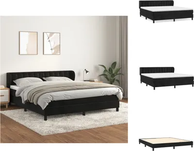 Imagen del producto de vidaXL Base de cama con somier y colchón, color , 160x200 cm, tapizada en terciopelo - Camas y estructuras de cama