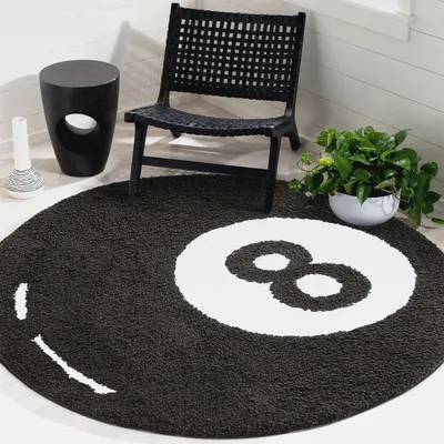 Produktbild von Badematte Billard 8 Ball Teppich rutschfeste Anti-Schimmel-Matte 60 x 60 cm Y2K Wasserabsorbierende Matte Ultraweiche Mikrofaser Badteppich Coole Teppiche Raumdekoration Zubehör (Schwarz)
