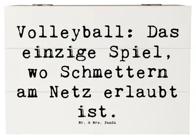 Produktbild von Mr. & Mrs. Panda Box Spruch Volleyball Schmettern 22 x 15 cm - Weiß - Geschenk, Sportart, Teamsport, Schatulle, Aufbewahrungskiste, Agilität, Sportler, Sportarten