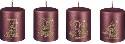 Produktbild von 4er Set Adventskerzen 1 - 4 in Burgundy Metallic