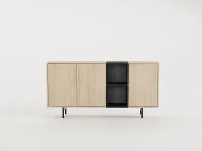 Image de Buffet THEA – Pusula & Noir – 3 portes – 2 étagères – 180 x 40 x 80 cm