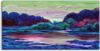 Produktbild von Coloray - Glasbild - 100x50 cm - Wandbild - Glasbilder - Bemalte Farben einer Park Landschaft