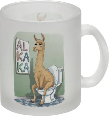 Produktbild von Lama auf Toilette ALKAKA Glas Tasse