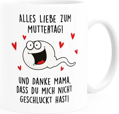 Produktbild von Kaffee-Tasse Danke dass du mich nicht geschluckt hast Geschenk Mama Muttertag lustig Spermium Moonworks® Uni-Weiß Keramik-Tasse