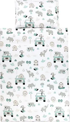 Produktbild von TupTam Kinder Bettwäsche Set Babybettwäsche Bettbezug 100 x 135 120 x 90 Kissenbezug 40 x 60 Jungen Mädchen 2-tlg, Farbe: Zoo Grün, Größe: 120x90 cm