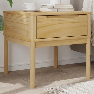 Produktbild von Nachttisch, 55 x 55 x 54 cm - aus massivem Kiefernholz - rustikales Design - ideal als Beistelltisch - ServiceTopper