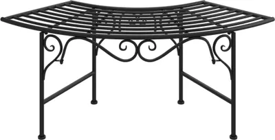 Produktbild von Stabile Bogenförmige Baumbank aus schwarzem Stahl, 113 x 50,5 x 40,5 cm