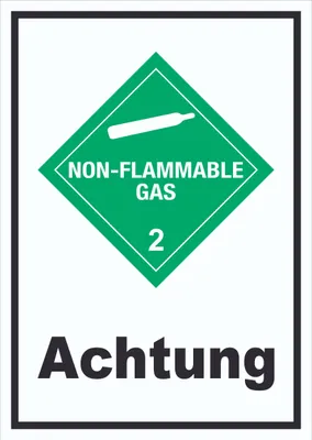 Produktbild von Schild nicht entzündliches Gas Achtung non-flammable hochkant A3 (297x420mm)