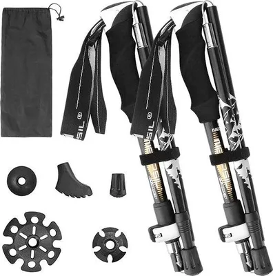 Produktbild von Famanu Wanderstöcke Leichtgewicht Faltbar - Verstellbare Nordic Walking Stöcke mit Tasche und Zubehör