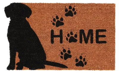 Image de Paillasson à imprimé chien en fibre de coco - Home - Marron/Noir - L 73,6 x l 45 cm