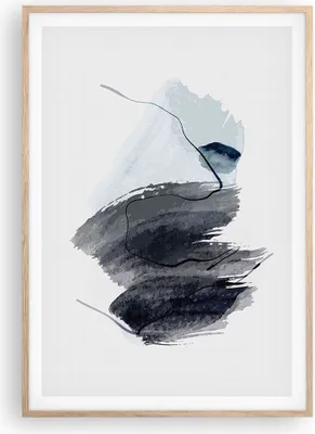 Produktbild von Gerahmtes Poster - Rahmen in heller Eiche - Blau Grau Aquarell - 70x100 cm - Wand Bild - Wanddeko - Wandbilder - Kunstposter - Wandposter - Bilderrahmen - Bilder - Kunstdruck - P2NPA70x100-4975