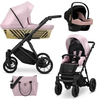 Produktbild von Kunert Ivento Glam 3in1  Kinderwagen in Pink Metallic mit schwarzem Rahmen