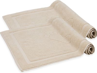 Komfortec Badvorleger Set 2 Teilig, Frottee Duschvorleger, Waschbar Duschmatte & Badteppich, 800 g/m² &100% Baumwolle, Saugfähig & Schnelltrocknend, 50 x 80 cm, Sand/Beige