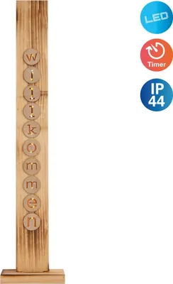 Produktbild von Willkommen Deko Eingang Beleuchtet LED Außen Holzschild Draußen Timer 5303927