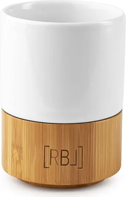 Produktbild von Rebel Outdoor Tasse 200 ml Doppelwandig Campingtasse Kaffeebecher Bambus/Weiß Campinggeschirr Camping Tasse