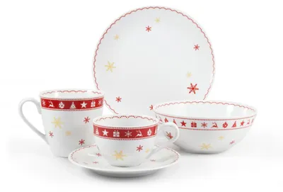 Produktbild von Leander Weihnachtsporzellan, Frühstücksset, Tschechisches Porzellan, Leander, 5 d.
