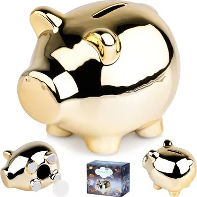 Produktbild von Sparschwein aus Keramik, Goldspiegel, 11,5x9 cm