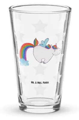 Produktbild von Mr. & Mrs. Panda Wasserglas Einhorn Fliegendes Pferd - Transparent - Geschenk, Regenbogen, Cocktailglas, Trinkglas, Bierglas, Unicorn, Glitzer, Realität, Tumbler, Glas
