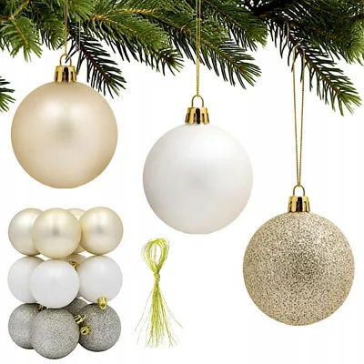 Image de Boules de Noël de 60 mm, lot de 12, en plastique – Décorations de Noël, boules pour sapin