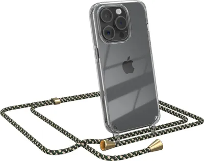 Produktbild von EAZY CASE Handykette kompatibel mit Apple iPhone 15 Pro, Handyhülle mit Umhängeband, Handykordel, Schutzhülle Clear, Band in Grün