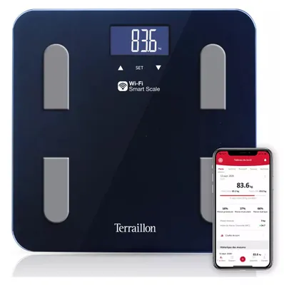 Produktbild von Terraillon 15115, Elektronische Personenwaage, 180 kg, 100 g, Edelstahl, kg, Quadratisch
