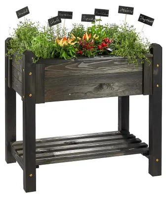 Produktbild von Hochbeet BASIC schwarz aus Holz, Kräuterbeet Gartenbeet