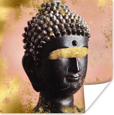 Produktbild von MuchoWow® Poster Buddha - Kopf - Schwarz 50x50 cm - Wohnzimmerdekoration