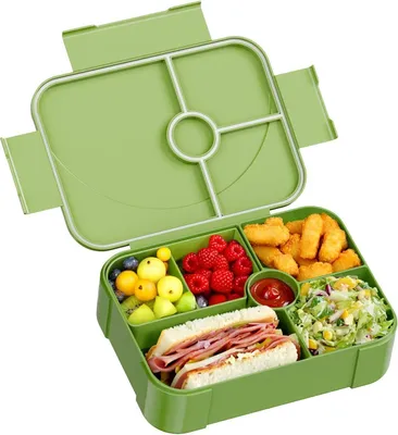 Obrázok produktu pre Obedový box LEIKEEGO pre deti Nepriepustný obedový box s priehradkami Zelený