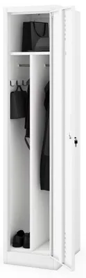 Produktbild von Umkleideschrank Spind KACPER 1 Abteil Etikettenhalter Lüftungsschlitze | Umkleidespind Metall Schließfachschrank Garderobenspind 180x40x50cm Weiß