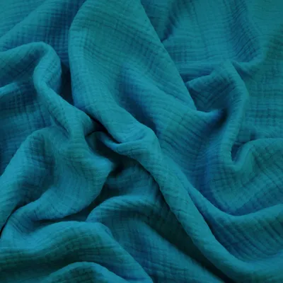Produktbild von Baumwoll-Musselin Double Gauze dunkel türkis (Mosaic Blue)
