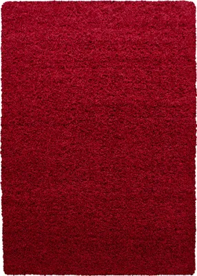 Image de Tapis pour salon, à poils longs, rouge, rectangulaire, 200x290 cm, unie