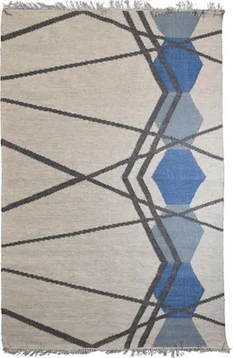 Image de Tapis kilim en laine fait main avec motifs géométriques