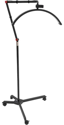 Zdjęcie produktu dla Lampa Crescent Moon – lampa stojąca z regulowaną wysokością – z regulacją jasności, 110–240 V, 3200–5600 K – głowica obracana o 360° – z uchwytem na telefon – czarna