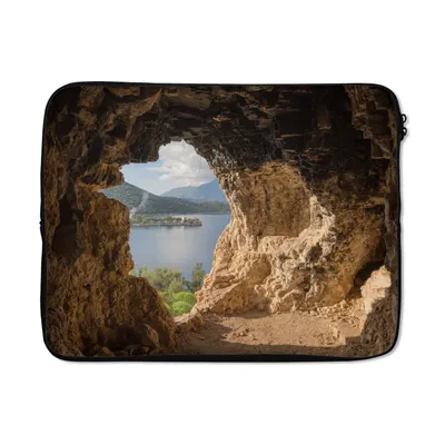 Produktbild von MuchoWow® Laptop Hülle 17 Zoll Laptoptasche Wasser - Höhle - Natur - Landschaft - Zipper - Schutzabdeckung