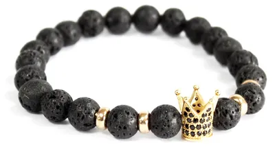 Immagine prodotto di Bracciale d'oro e pietra lavica