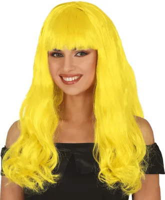 Produktbild von Karneval Perücke Lange Haare Fantasie Parade Farben Frohsinn Spaß, Farbe: Gelb