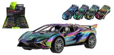Obrázek produktu pro Auto sportovní plast 18cm na setrvačník na baterie se světlem se zvukem - mix barev