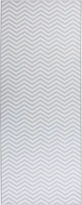 Produktbild von BELIANI Teppich Läufer Grau u. Weiß 80 x 200 cm Rechteckig mit Zickzack Muster Modern für Flur Küche Schlafzimmer