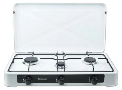 Zdjęcie produktu dla Ravanson K-03TB, Czarny, Biały, Blat, 60 cm, Gaz, 3 stref(y), 3 stref(y)