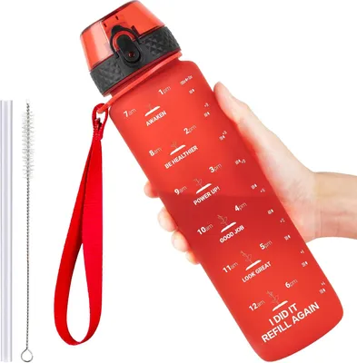 Productafbeelding van Drinkfles Tritan 1 liter - Met rietje en tijdsmarkering
