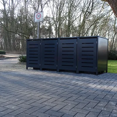 Produktbild von 4 Mülltonnenboxen Modell No.6 Anthrazit komplett RAL7016 für 120Liter Mülltonnen