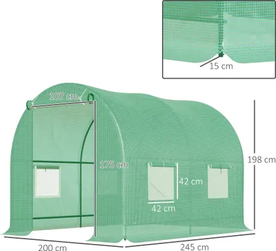 Produktbild von Outsunny Foliengewächshaus Gewächshaus Treibhaus Tomatenhaus mit Fenster