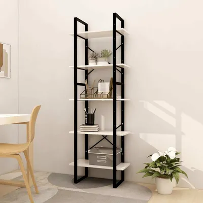 Produktbild von vidaXL Bücherregal 5 Fächer Weiß 60x30x175 cm Massivholz Kiefer - Bücherregal - Bücherregale - Bücherschrank - Büroregal