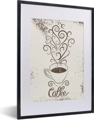 Produktbild von MuchoWow® MuchoWow® Gerahmtes Poster Vintage - Kaffee - Sprichwörter - Zitate 30x40 cm - Poster mit zchwarzem Bilderrahmen - Wandposter Schlafzimmer
