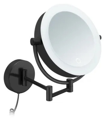 Produktbild von Libaro Kosmetikspiegel XXL TOKIO LED Vergrößerungsspiegel 5x / 10x Wandmontage Dimmerfunktion mit Kabel Auto off schwarz