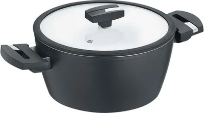 Produktbild von Kochtopf mit Glasdeckel 20 oder 24 cm, Aluminium, schwarz - Balance® Induction b.nature