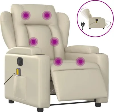 Produktbild von vidaXL Massagesessel Elektrisch Creme Kunstleder