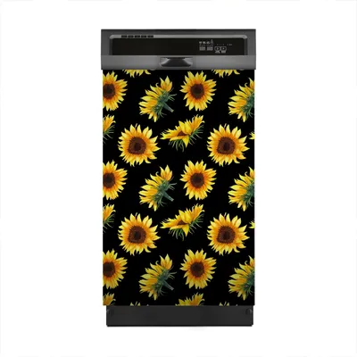 Produktbild von Magnete Dekorative 45x70 cm Küche Magnetmatte Spülmaschine - Sonnenblumen auf Schwarz