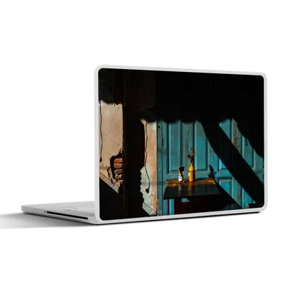 Produktbild von MuchoWow® Laptop Aufkleber Sticker Cover Tür - Blau - Architektur - Vase 25x18 cm - Laptop-Deko